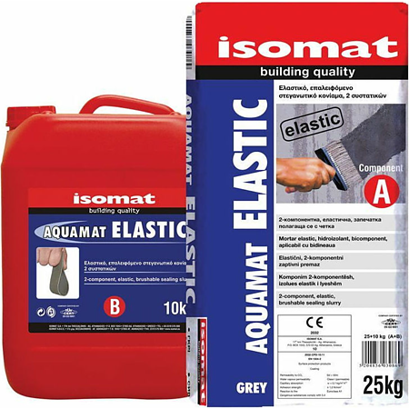 9516145573918 MORTAR HIDROIZOLANT AQUAMAT-ELASTIC GREY (A+B) 35KG ISOMAT - imagine 1
