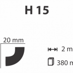 Bagheta de polistiren pt interior- 2 ml H15 190 buc/cutie
