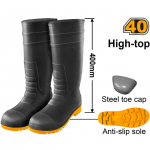 Cizme cauciuc negre cu varf metalic nr.42 SSH092SBBG.42